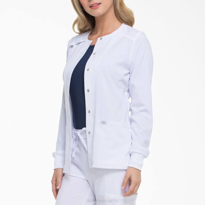 Chaqueta médica eds essentials con corchetes en el frente mujer Dickies blanco (dwh) N8N02581 vestir