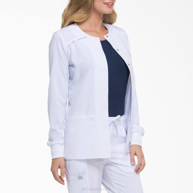 Chaqueta médica eds essentials con corchetes en el frente mujer Dickies blanco (dwh) N8N02581 vestir