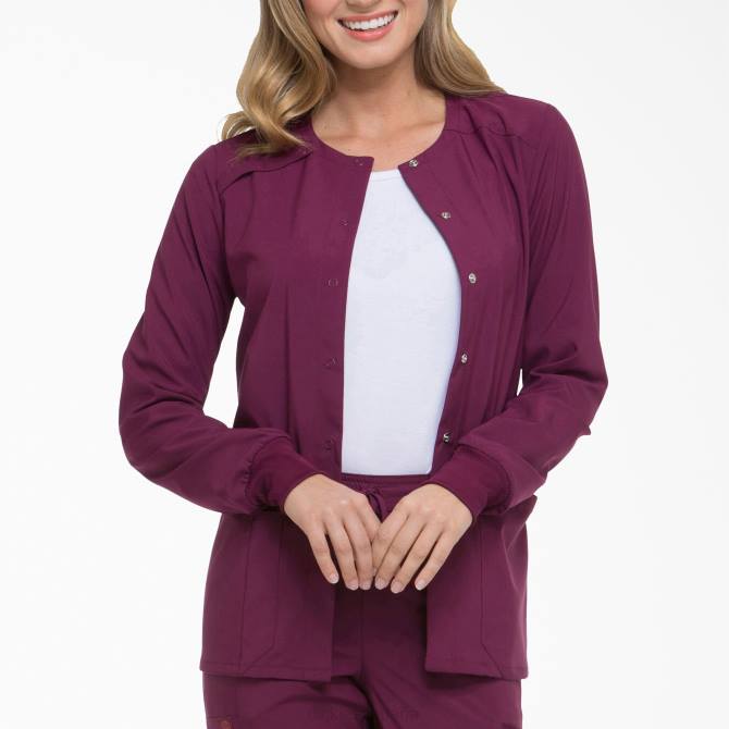 Chaqueta médica eds essentials con corchetes en el frente mujer Dickies vino (ganar) N8N02586 vestir