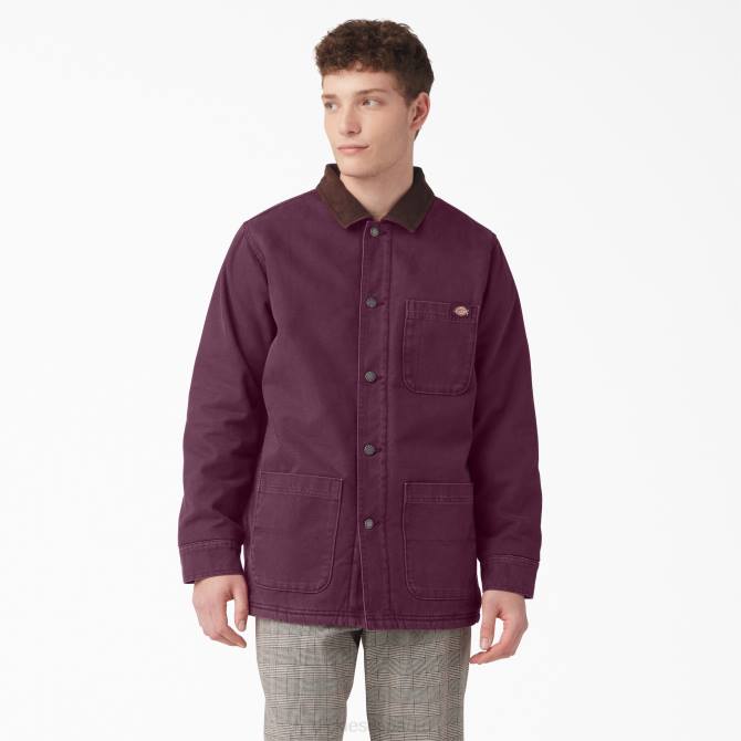abrigo chore con forro de pato lavado a la piedra hombres Dickies vino de uva lavado a la piedra (srw) N8N01102 vestir