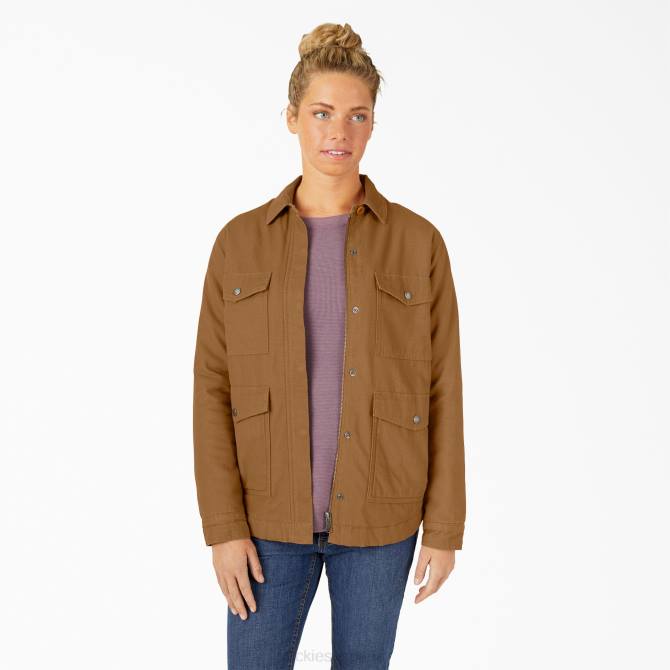 abrigo de trabajo con forro polar de pelo alto de pato mujer Dickies pato marrón enjuagado (rbd) N8N02376 vestir