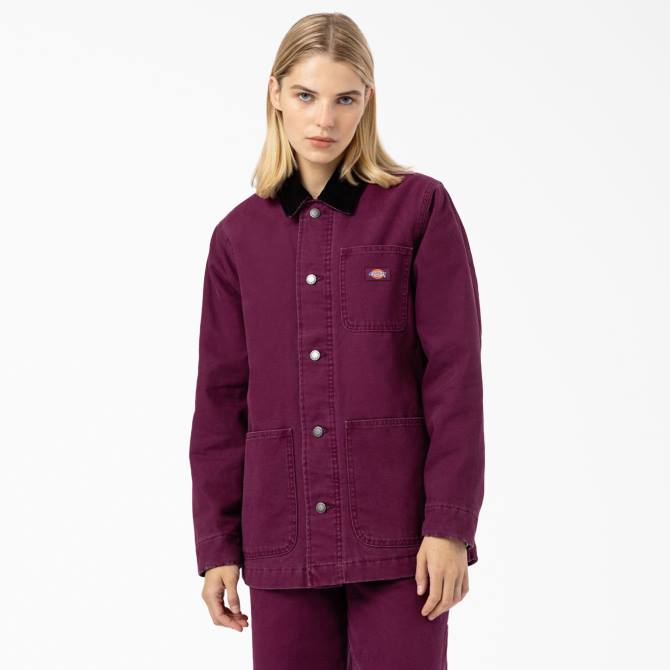 abrigo de trabajo de lona de pato mujer Dickies vino de uva (gw9) N8N02299 vestir