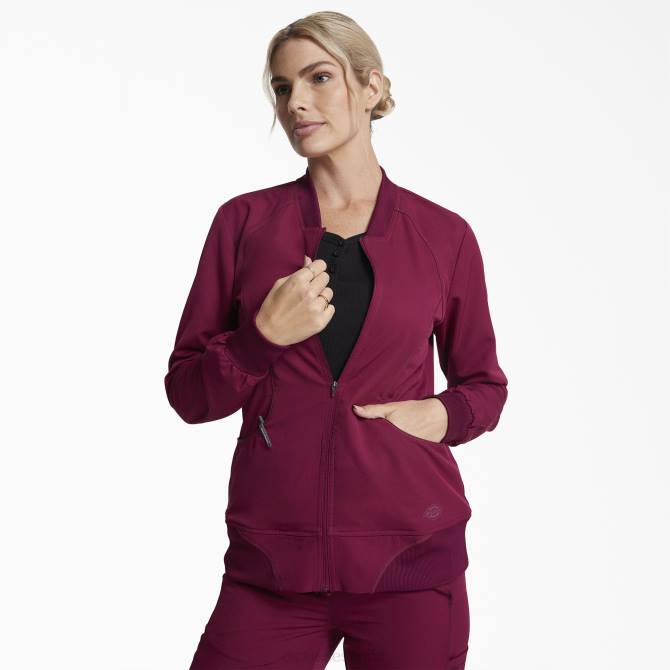 chaqueta médica dynamix con cremallera en el frente mujer Dickies vino (ganar) N8N02632 vestir