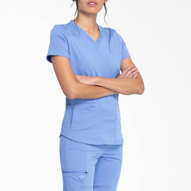 Blusa médica Balance con cuello en V y bolsillo con cierre mujer Dickies azul cielo (cbl) N8N02474 vestir