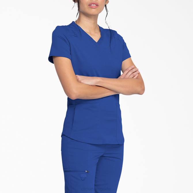 Blusa médica Balance con cuello en V y bolsillo con cierre mujer Dickies azul galaxia (gbl) N8N02477 vestir