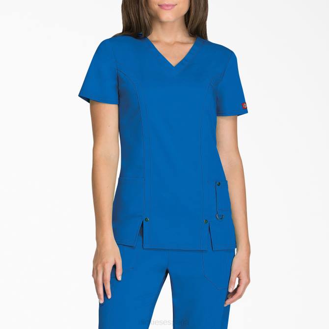 Blusa médica xtreme stretch con cuello en V mujer Dickies azul rey (rb) N8N02471 vestir