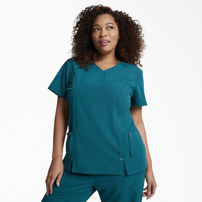 Blusa médica xtreme stretch con cuello en V mujer Dickies verde cazador (htr) N8N02468 vestir