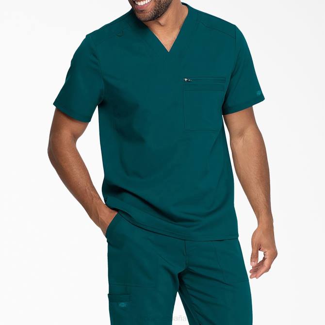 blusa médica Balance con cuello en V hombres Dickies azul caribe (crb) N8N01363 vestir