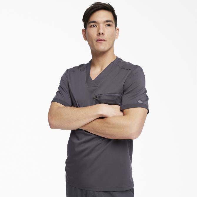 blusa médica Balance con cuello en V hombres Dickies gris peltre (banco) N8N01367 vestir