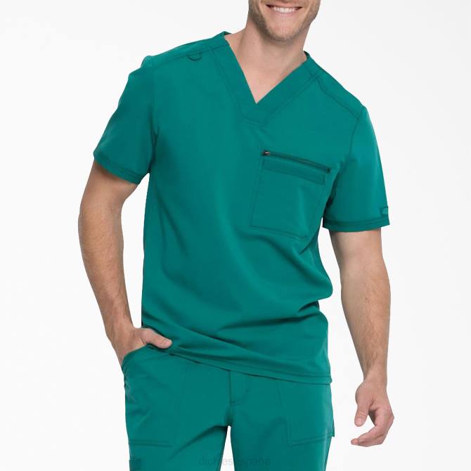 blusa médica Balance con cuello en V hombres Dickies verde cazador (htr) N8N01365 vestir
