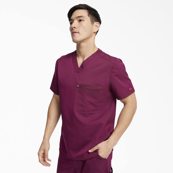 blusa médica Balance con cuello en V hombres Dickies vino (ganar) N8N01369 vestir