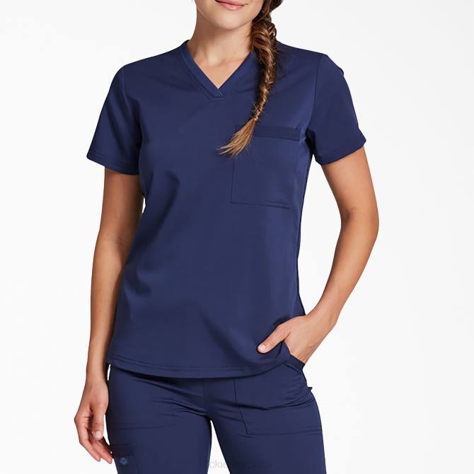 blusa médica Balance con cuello en V y bolsillo en el pecho mujer Dickies azul marino (nvy) N8N02599 vestir