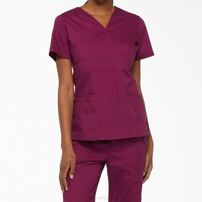 blusa médica con efecto cruzado de la firma eds mujer Dickies vino (ganar) N8N02625 vestir