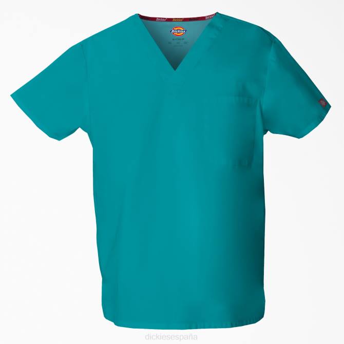 blusa médica unisex eds con cuello en v hombres Dickies verde azulado (dtl) N8N01286 vestir