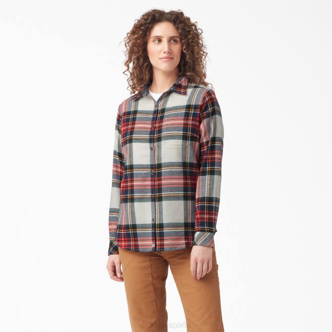 camisa de franela a cuadros de manga larga mujer Dickies tela escocesa de las tierras altas de lava fundida (b1l) N8N02206 vestir