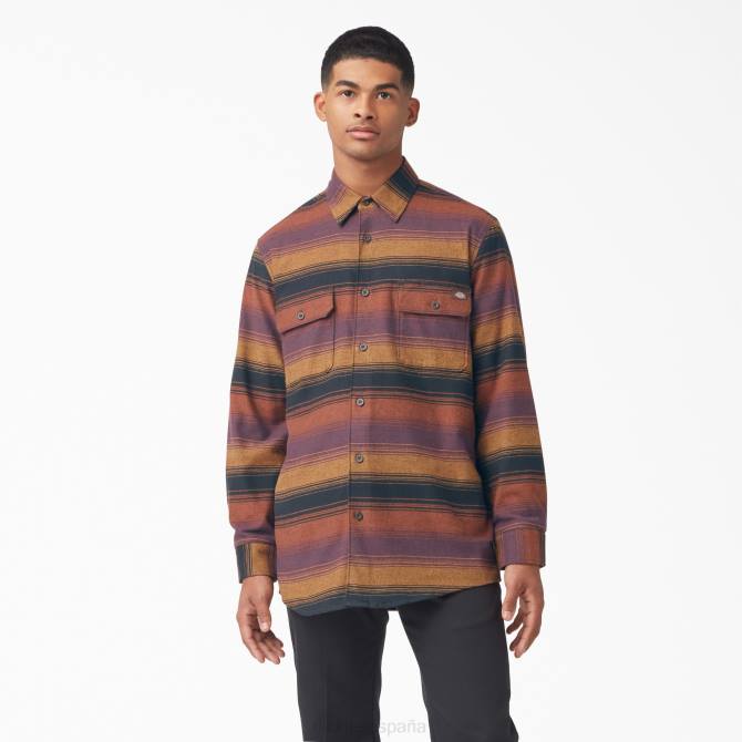 camisa de franela de manga larga hombres Dickies franja de manta de vino (wsc) N8N0783 vestir
