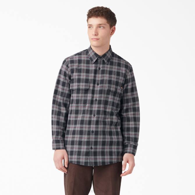 camisa de franela de manga larga hombres Dickies vino/cuadros negros (bpe) N8N0780 vestir
