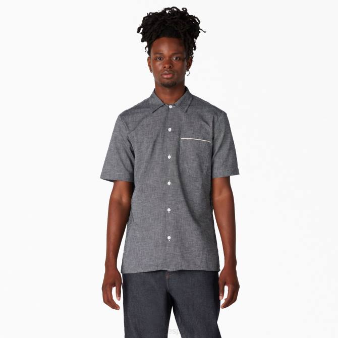camisa de manga corta a rayas 1922 hombres Dickies negro enjuagado (rbk) N8N0942 vestir