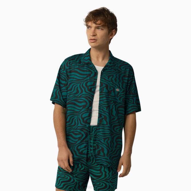 camisa de manga corta con estampado de cebra hombres Dickies menta de manzana (ar2) N8N0691 vestir