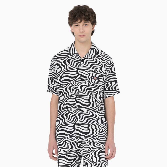 camisa de manga corta con estampado de cebra hombres Dickies negro/blanco (bkwh) N8N0692 vestir