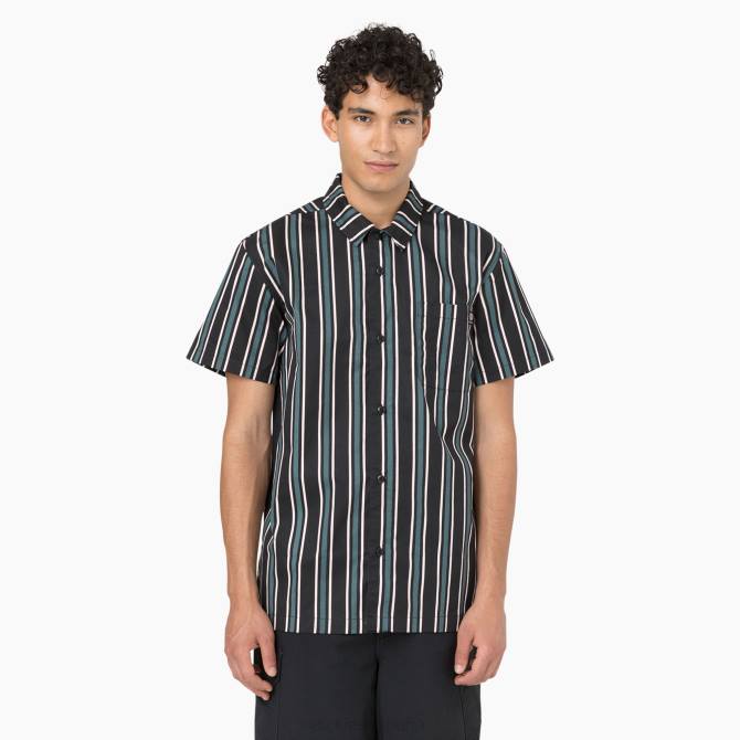 camisa holgada refrescante de skateboarding hombres Dickies lincoln verde/raya negra (nbs) N8N0825 vestir