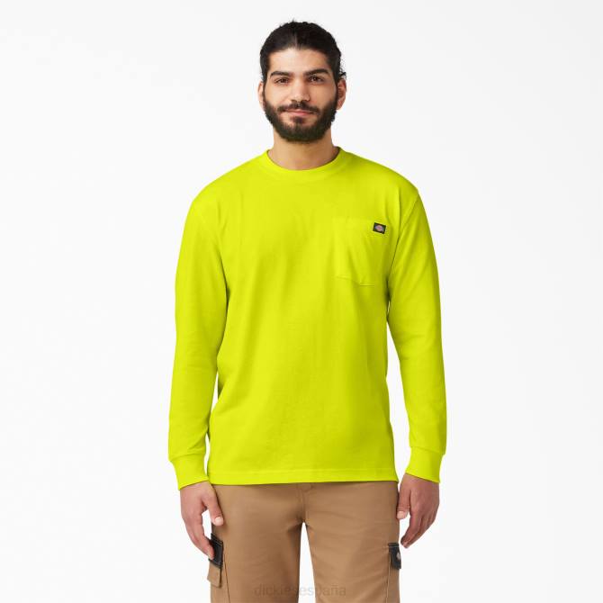 camiseta de manga larga de neón de peso pesado hombres Dickies amarillo brillante (bwd) N8N0669 vestir