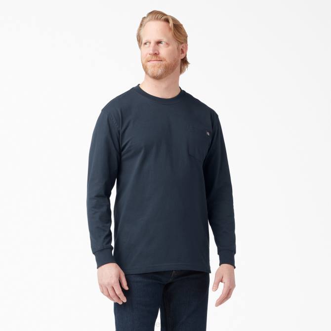camiseta de manga larga de peso pesado hombres Dickies azul marino oscuro (dn) N8N0605 vestir