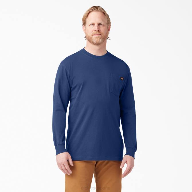 camiseta de manga larga de peso pesado hombres Dickies azul profundo (el) N8N0607 vestir