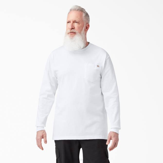 camiseta de manga larga de peso pesado hombres Dickies blanco (wh) N8N0613 vestir