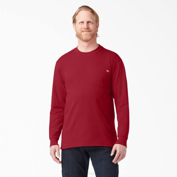 camiseta de manga larga de peso pesado hombres Dickies inglés rojo (er) N8N0608 vestir