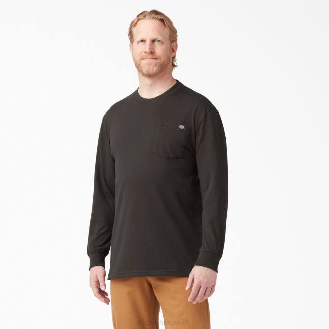 camiseta de manga larga de peso pesado hombres Dickies marrón chocolate (cb) N8N0603 vestir