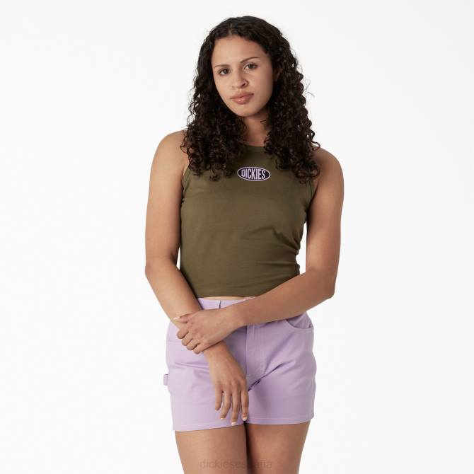 camiseta sin mangas corta con espalda nadadora mujer Dickies verde militar (ml) N8N02172 vestir
