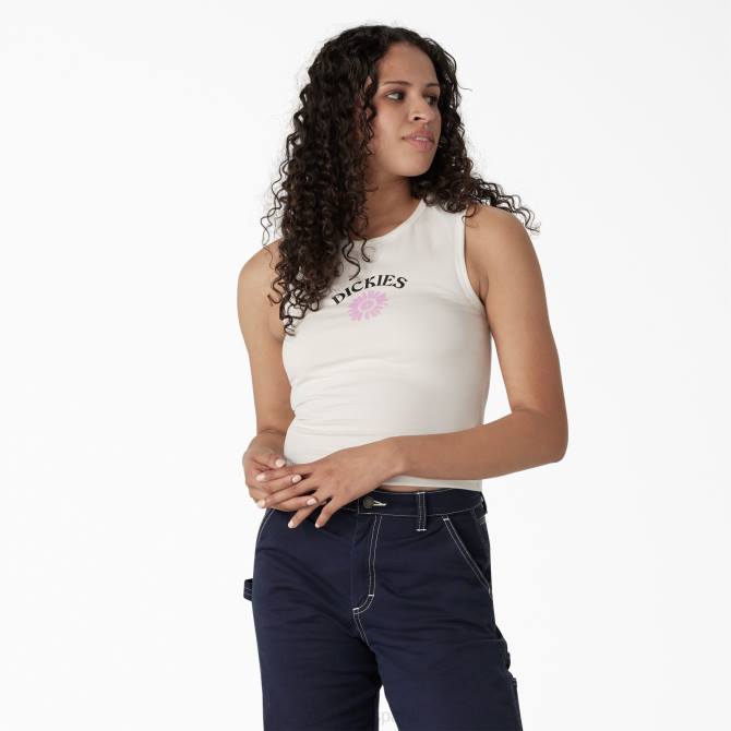 camiseta sin mangas corta con gráfico mujer Dickies blanco (wh) N8N02114 vestir