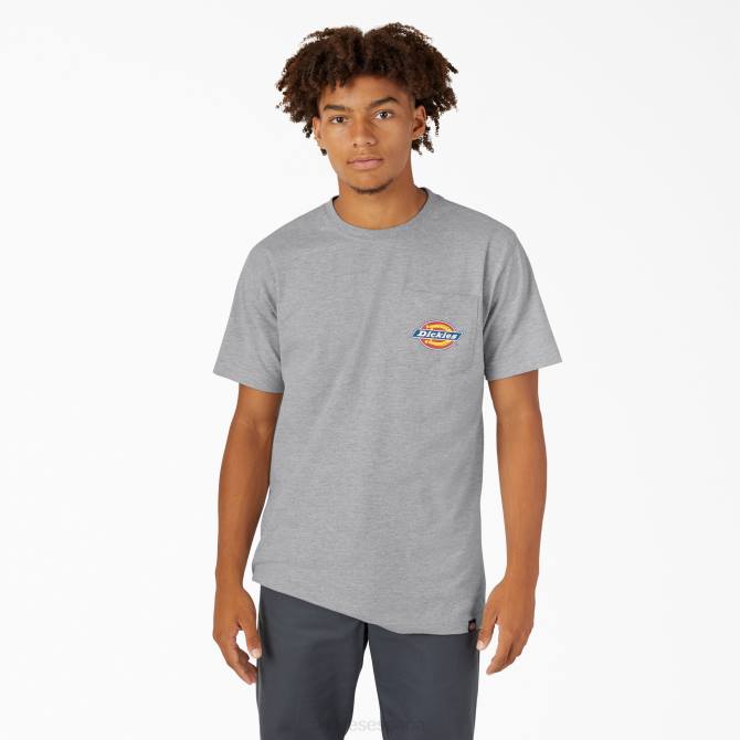 camiseta con bolsillo del logo en el pecho hombres Dickies gris jaspeado (hg) N8N0895 vestir
