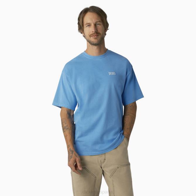 playera de manga corta bandón hombres Dickies lavado de pigmento azul celeste (awg) N8N0788 vestir