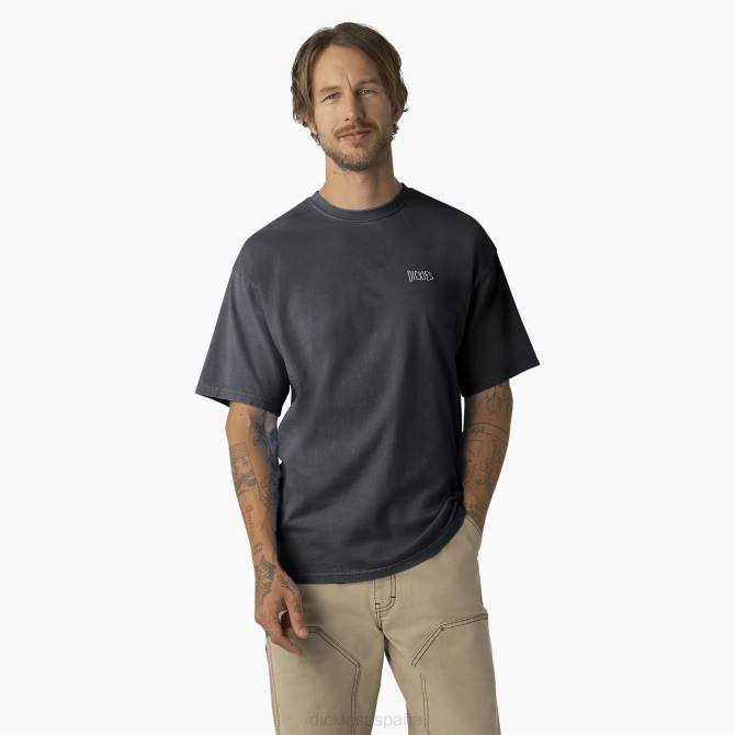 playera de manga corta bandón hombres Dickies lavado de pigmento negro (bwg) N8N0789 vestir