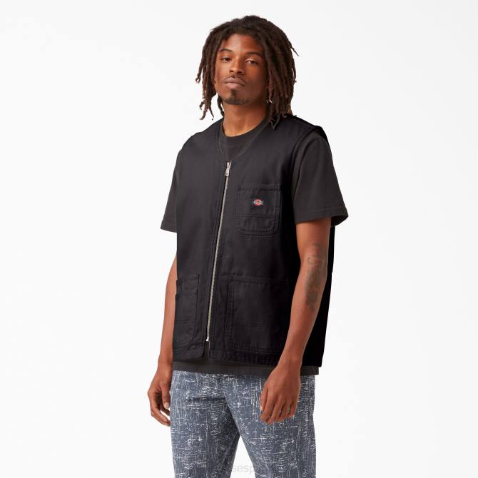chaleco de carpintero de pato lavado a la piedra hombres Dickies negro lavado a la piedra (sbk) N8N01055 vestir