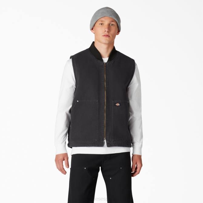 chaleco de pato lavado a la piedra con forro polar de pelo alto hombres Dickies negro lavado a la piedra (sbk) N8N01033 vestir