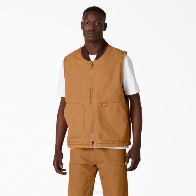 chaleco de pato lavado a la piedra con forro polar de pelo alto hombres Dickies pato marrón lavado a la piedra (sbd) N8N01032 vestir