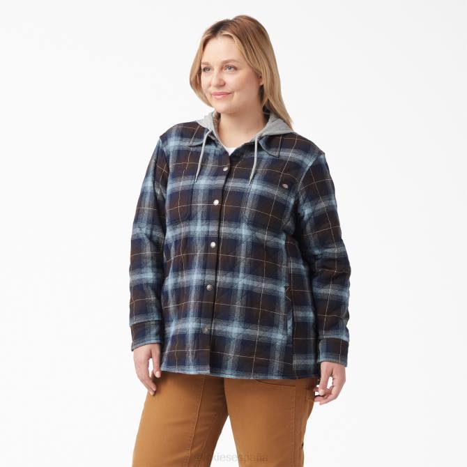 chaqueta camisera de franela con capucha plus mujer Dickies cuadros ombre azul claro/marrón (a1g) N8N02322 vestir