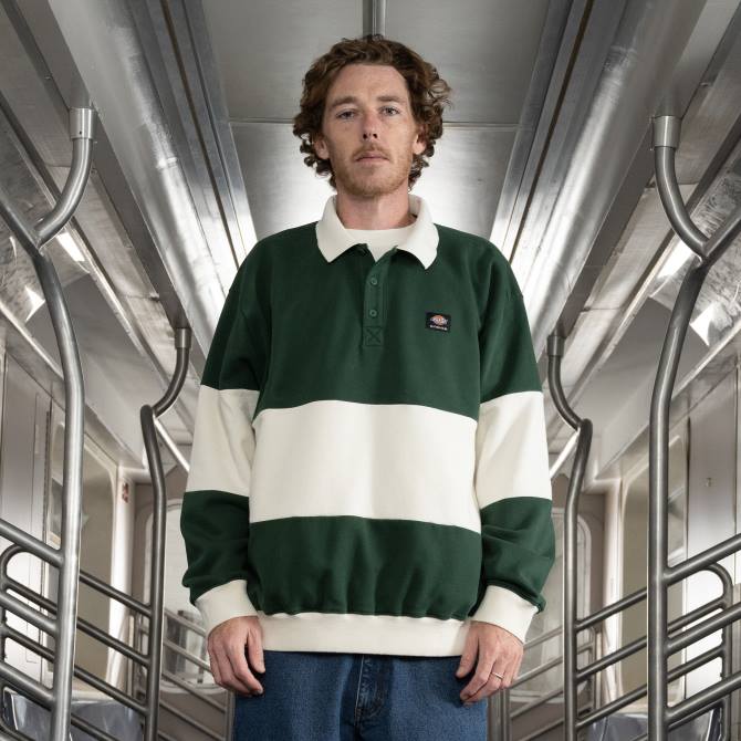 camiseta de rugby de manga larga jake hayes hombres Dickies raya de pino de rugby (un2) N8N0726 vestir
