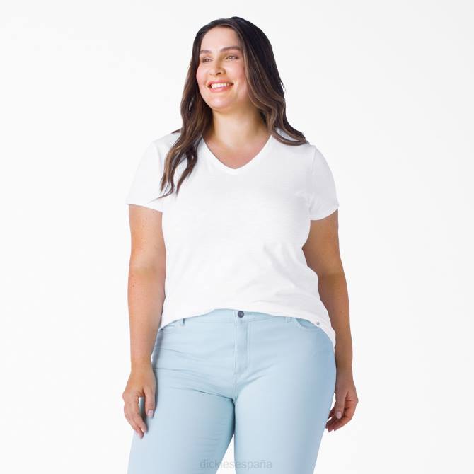 camiseta de manga corta con cuello de pico plus mujer Dickies blanco (wh) N8N02042 vestir