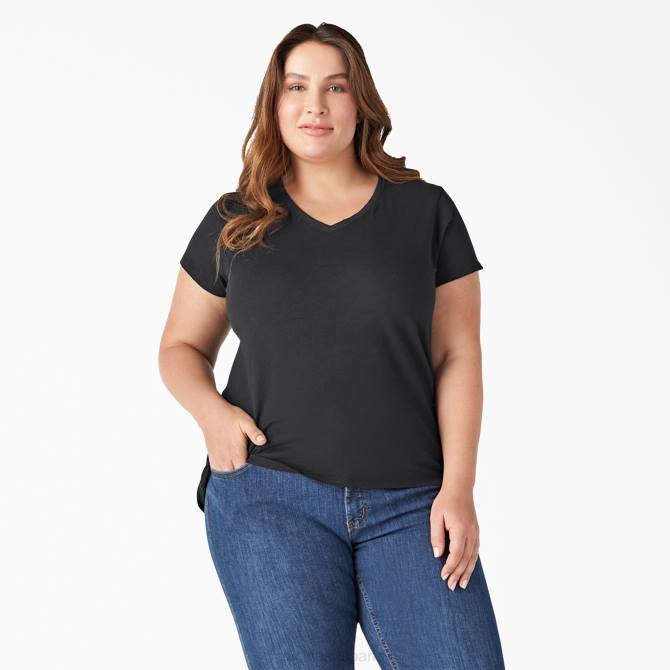 camiseta de manga corta con cuello de pico plus mujer Dickies negro (kbk) N8N02039 vestir