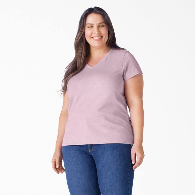 camiseta de manga corta con cuello de pico plus mujer Dickies sombras malvas (vs) N8N02041 vestir